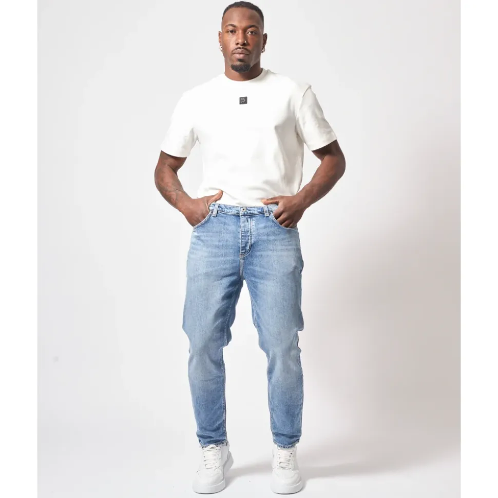 Jean Bleu en Coton Élastique à 5 Poches