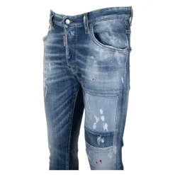 Jean Homme avec Bouton et Patch en Cuir