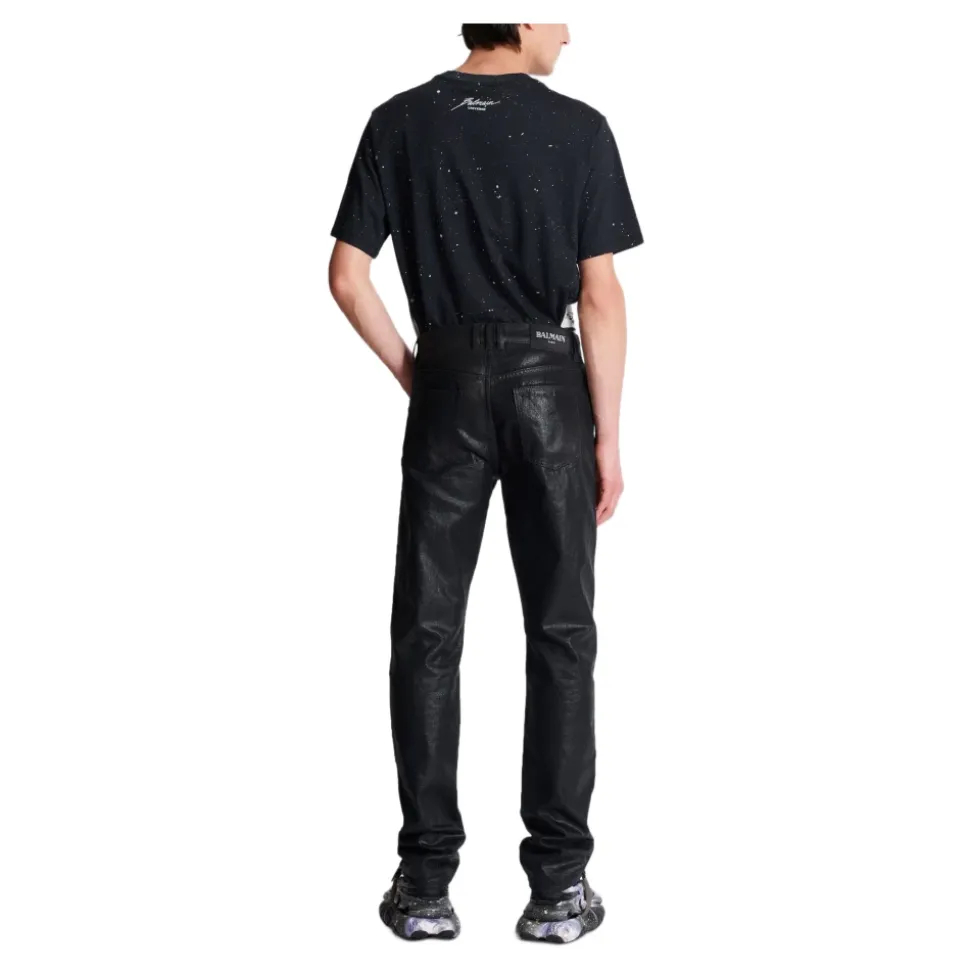 Jean regular en denim enduit