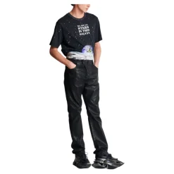 Jean regular en denim enduit