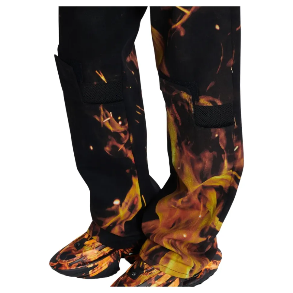 Jeans Imprimé Flammes avec Inserts