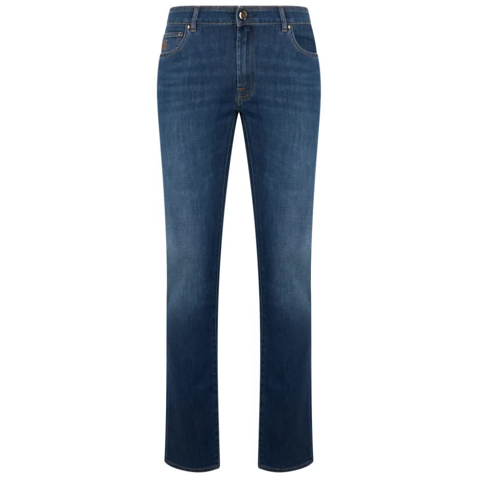 Jean slim bleu foncé confortable et polyvalent