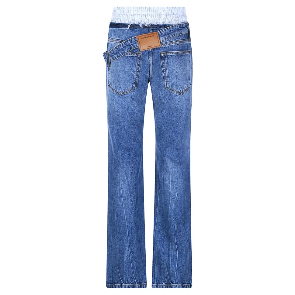 Jeans slim pré-stylisés avec ceinture tombante