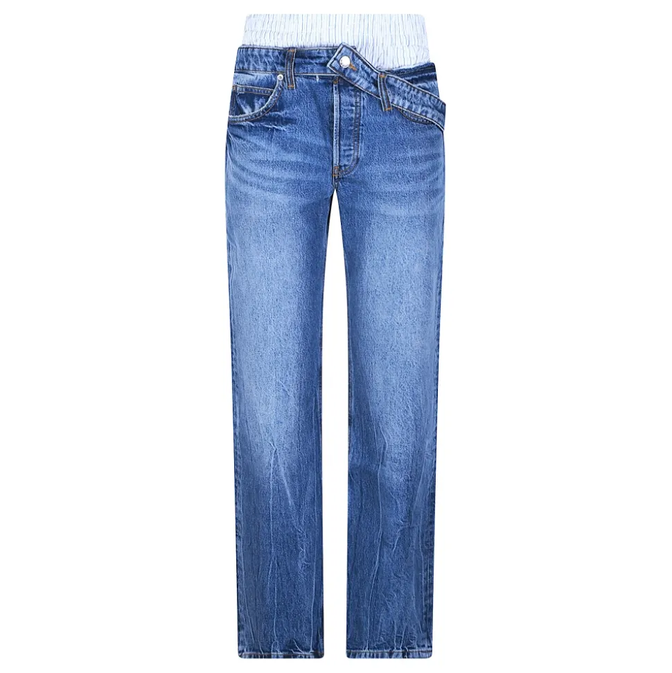 Jeans slim pré-stylisés avec ceinture tombante
