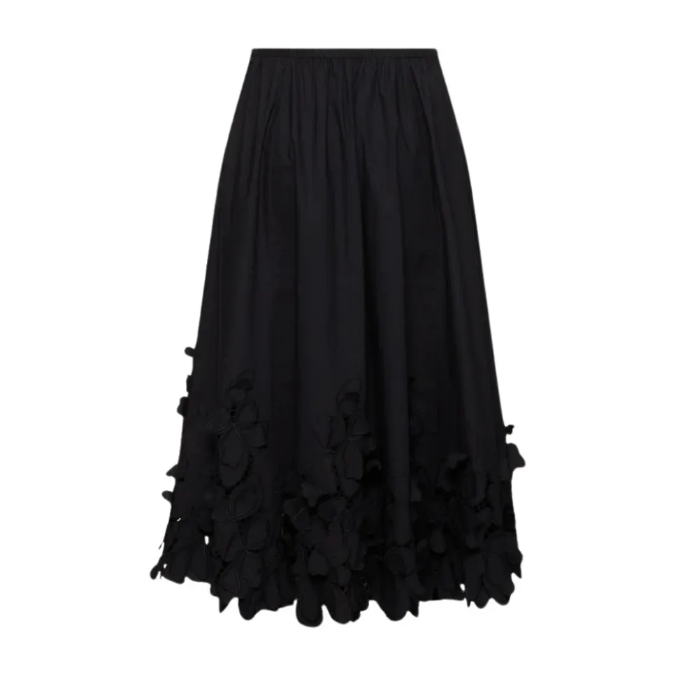 Jupe Midi Brodée de Fleurs