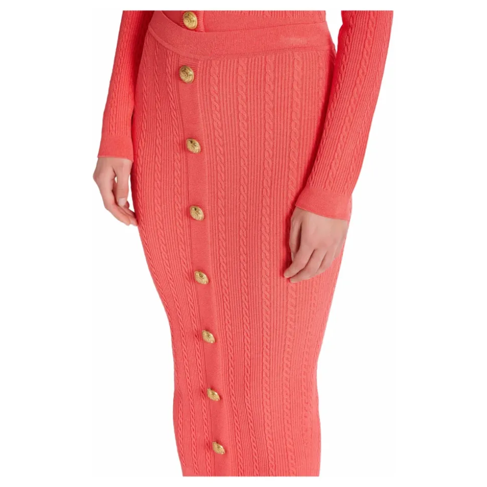 Jupe midi en maille torsadée