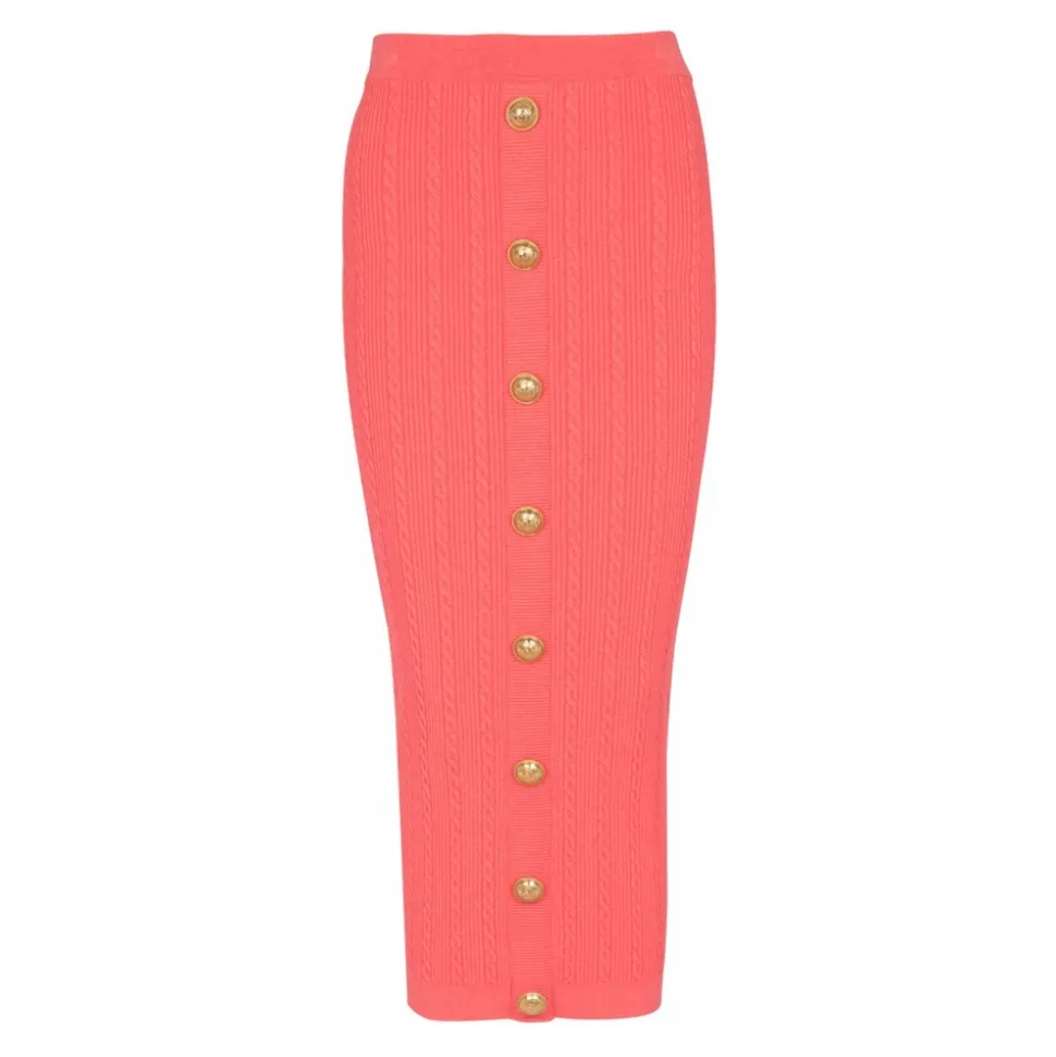 Jupe midi en maille torsadée