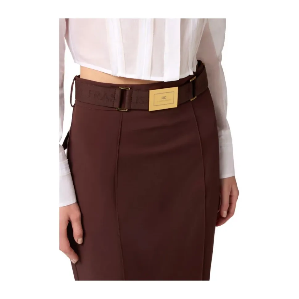 Jupe Midi en Tissu Bi-élastique Technique