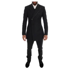 Élégant Costume Gris en Laine à Double Boutonnage
