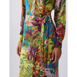 Long Printed Satin Skirt