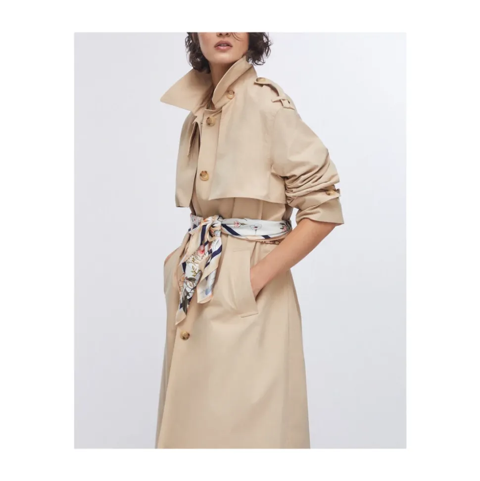 Long Trench Coat with Scarf