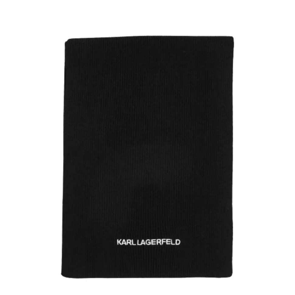 Longue Écharpe Noire avec Logo Essentiel