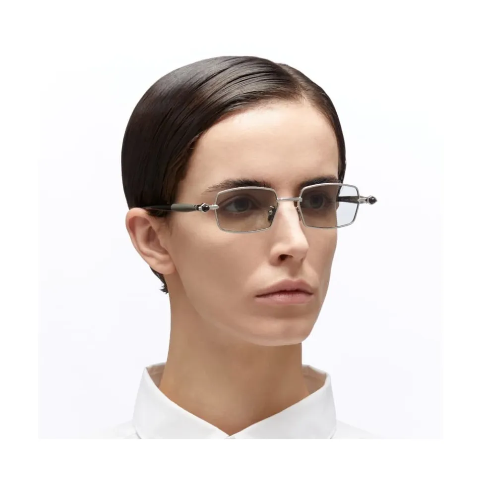 Lunettes de soleil rectangulaires en argent/gris/noir