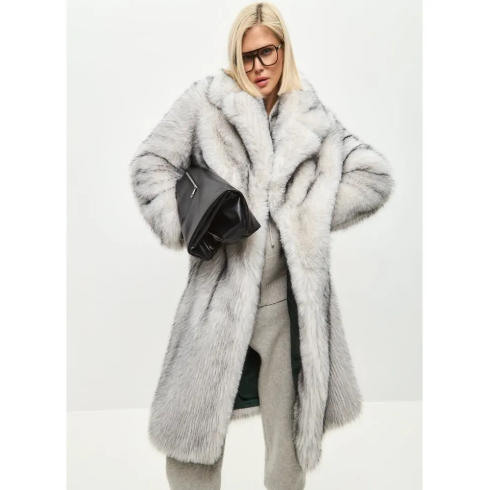 Manteau en fausse fourrure luxueux Natalie - Gris