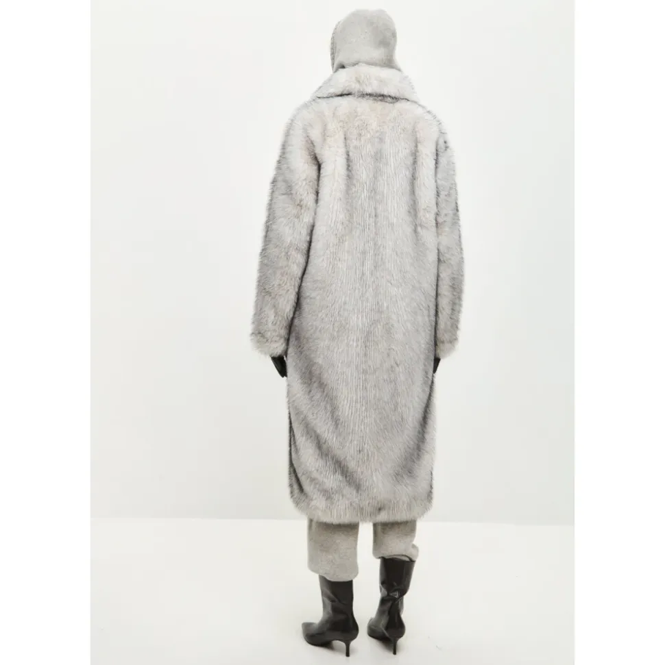 Manteau en fausse fourrure luxueux Natalie - Gris
