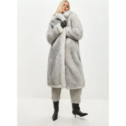 Manteau en fausse fourrure luxueux Natalie - Gris