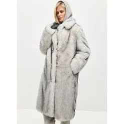 Manteau en fausse fourrure luxueux Natalie - Gris