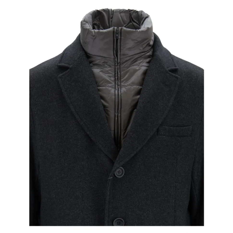 Manteau en Laine Mélangée Zippé