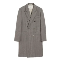 Manteau Gris à Chevrons Double-Breasted