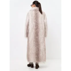 Manteau Long Ceinturé en Fausse Fourrure