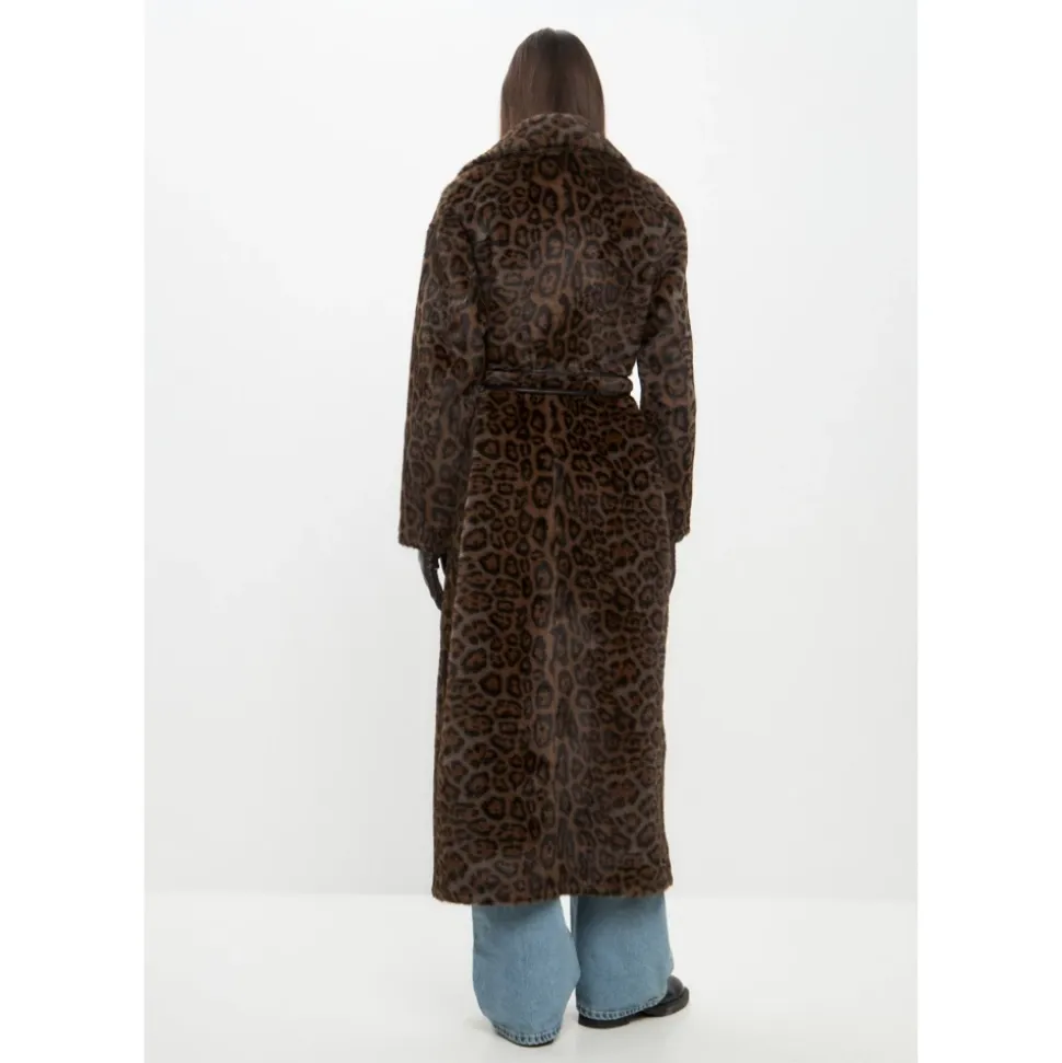Manteau Long d`Hiver Réversible en Fausse Fourrure