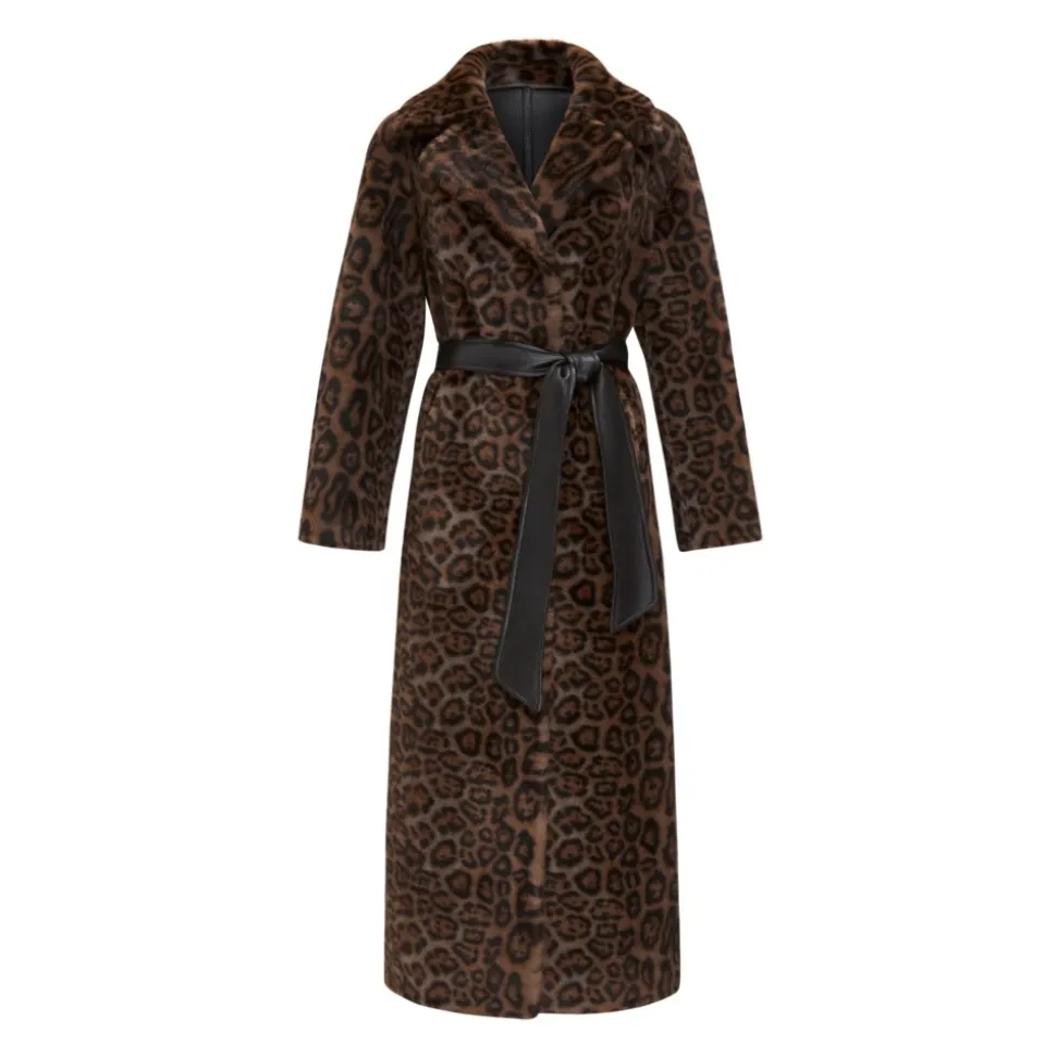 Manteau Long d`Hiver Réversible en Fausse Fourrure
