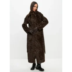 Manteau Long d`Hiver Réversible en Fausse Fourrure