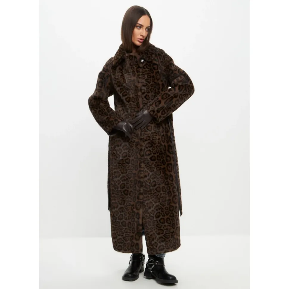 Manteau Long d`Hiver Réversible en Fausse Fourrure