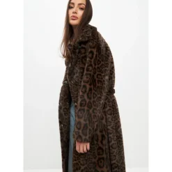 Manteau Long d`Hiver Réversible en Fausse Fourrure