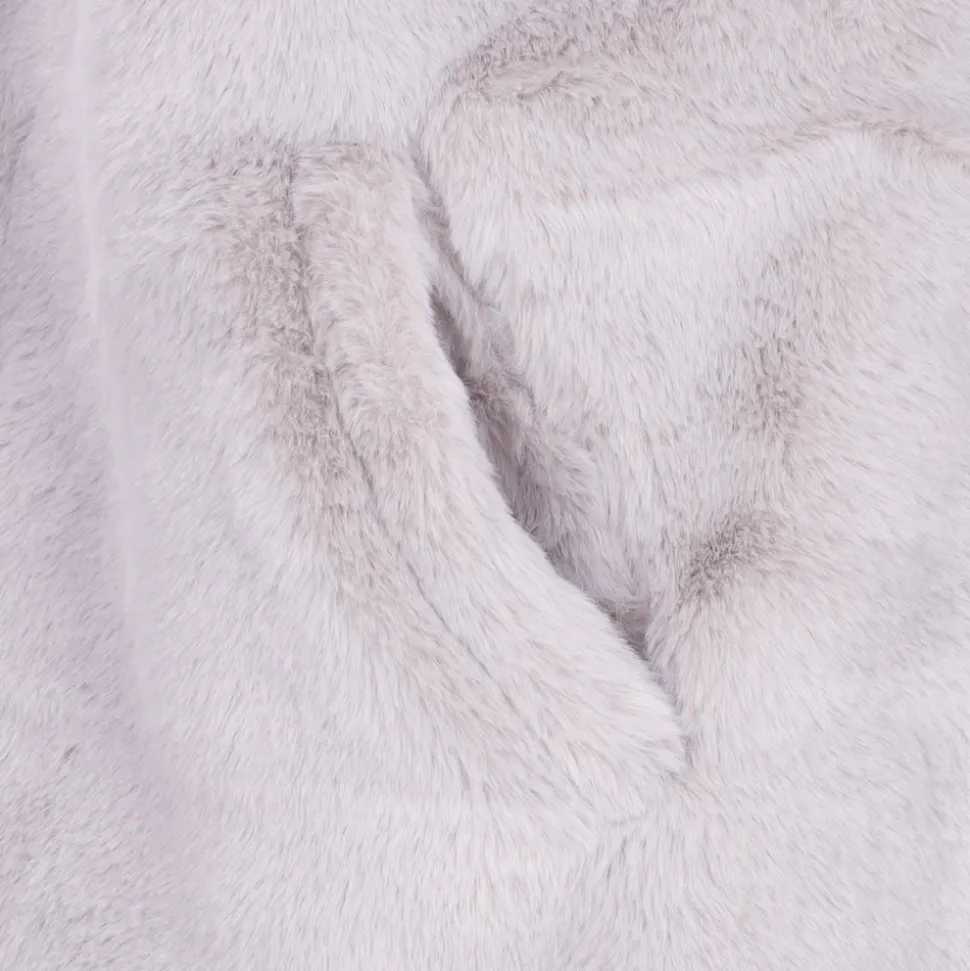 Manteau Long en Fausse Fourrure avec Fermeture Éclair