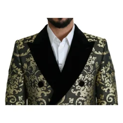 Manteau Long en Jacquard Noir et Or Sicilia