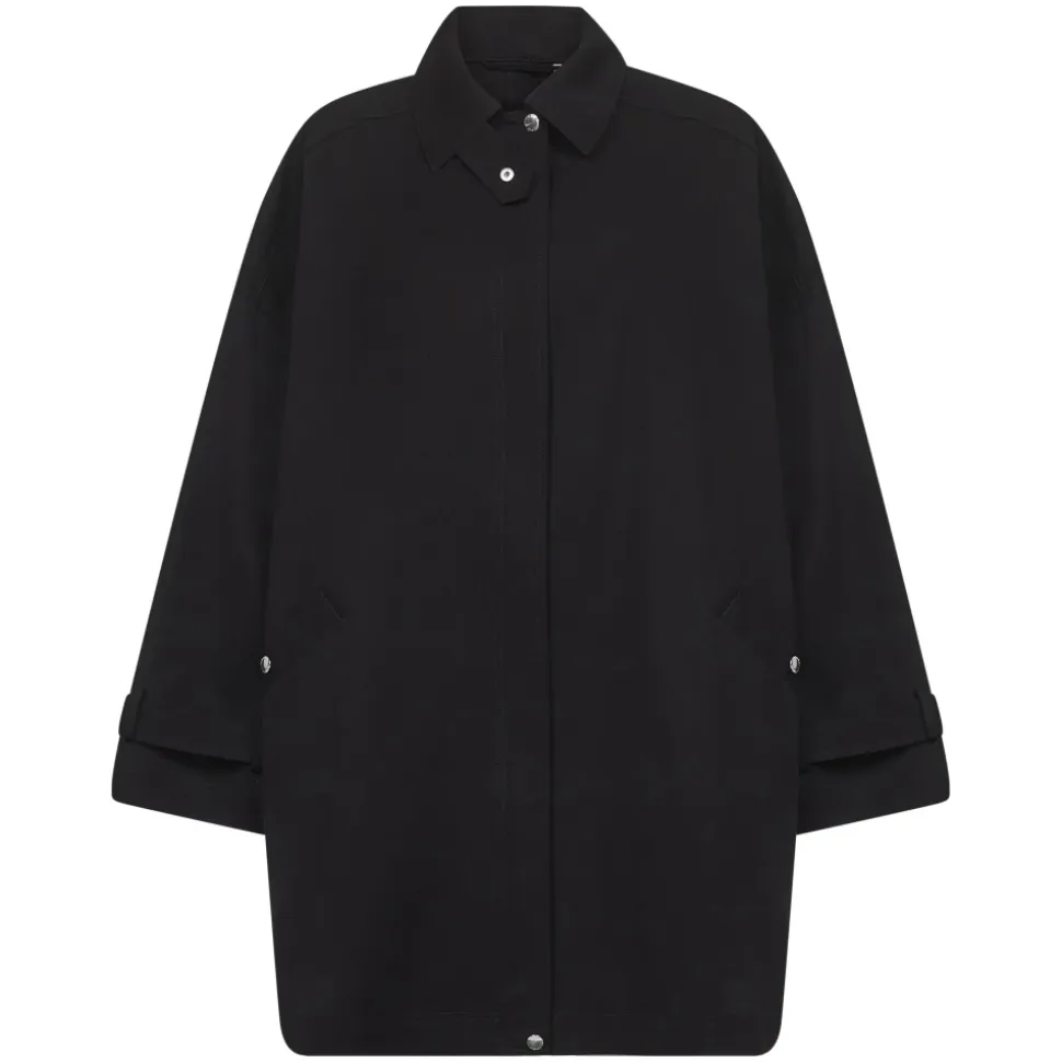 Manteau Noir en Coton Coupe A