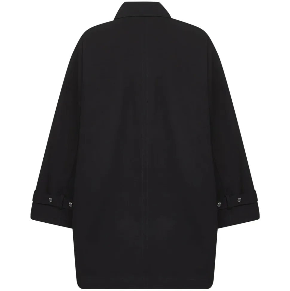 Manteau Noir en Coton Coupe A