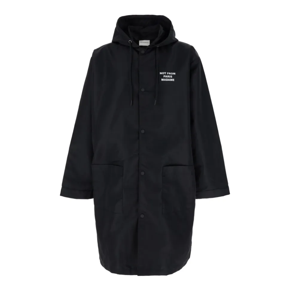Manteau Parka Noir avec Détails Logo