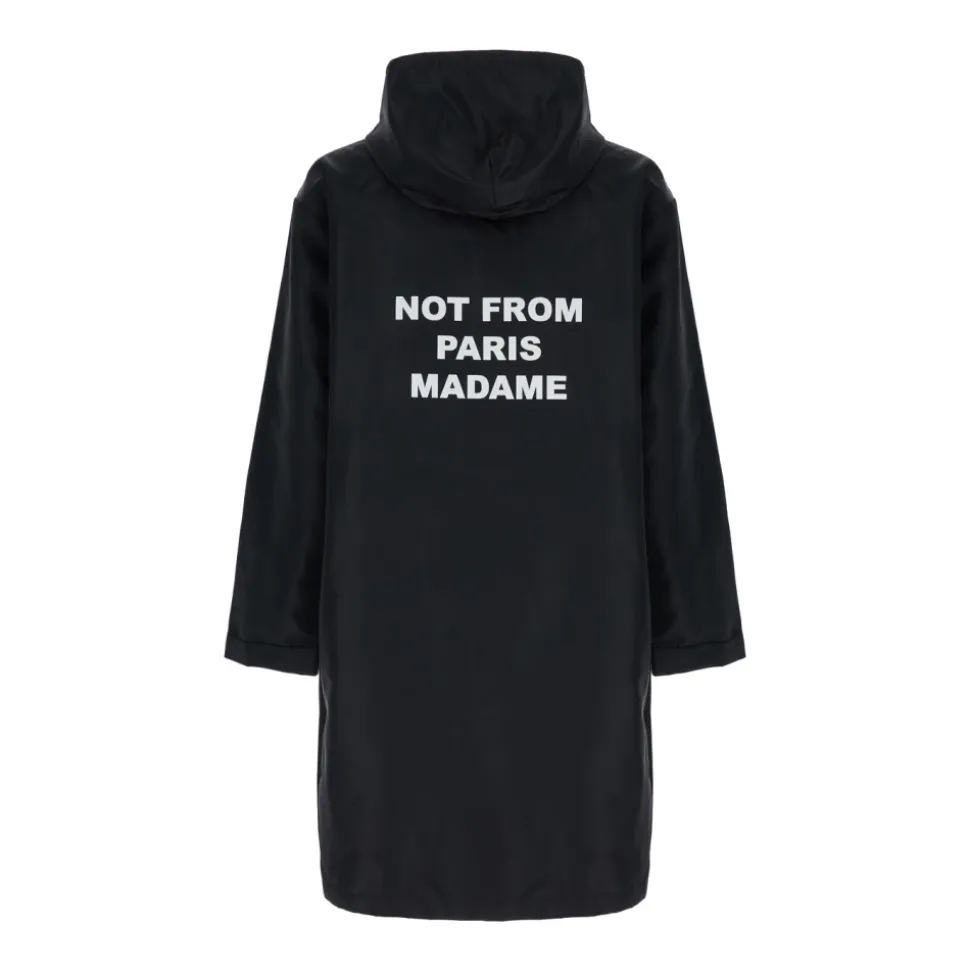 Manteau Parka Noir avec Détails Logo