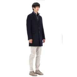 Manteau rembourré en laine bleue