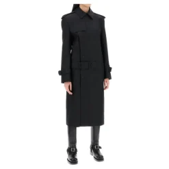 Manteau Trench en Soie Noire AW24