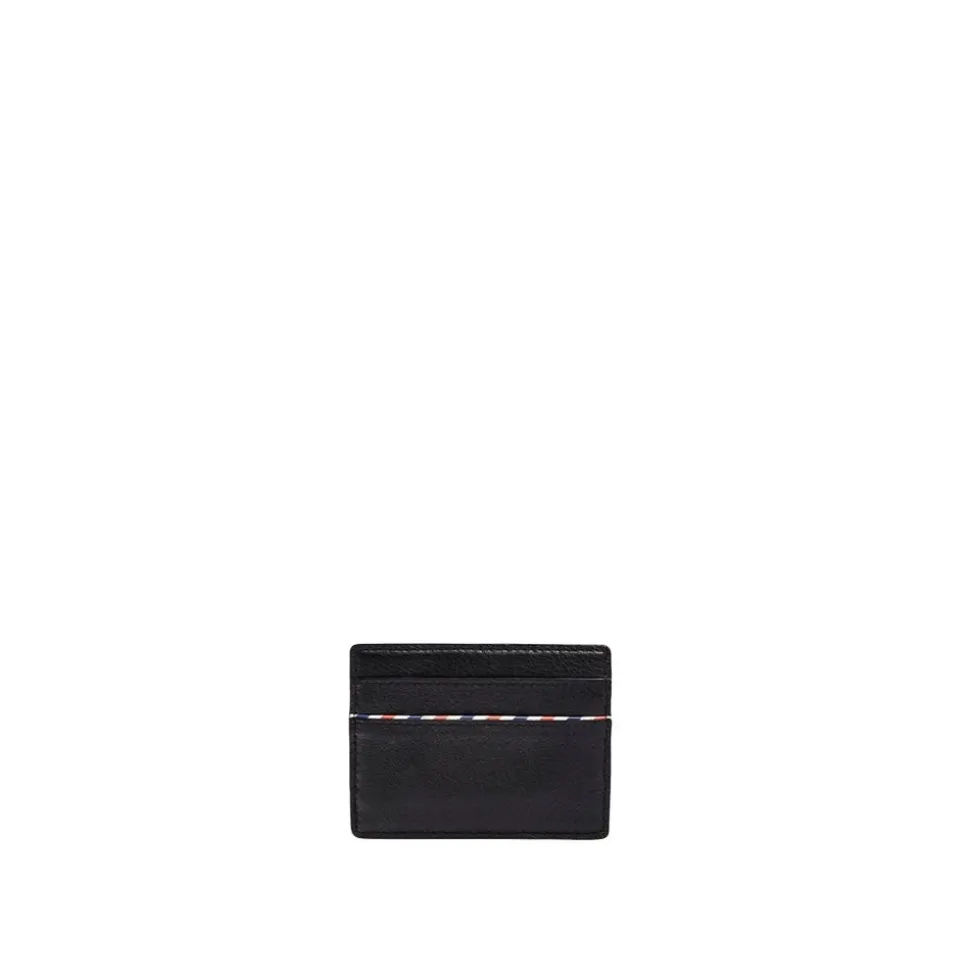 Marcia black leather card holder