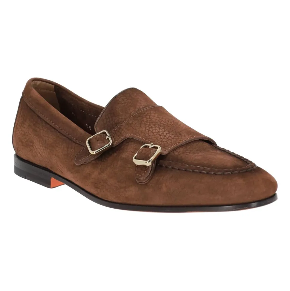 Marron Chaussures plates à double boucle