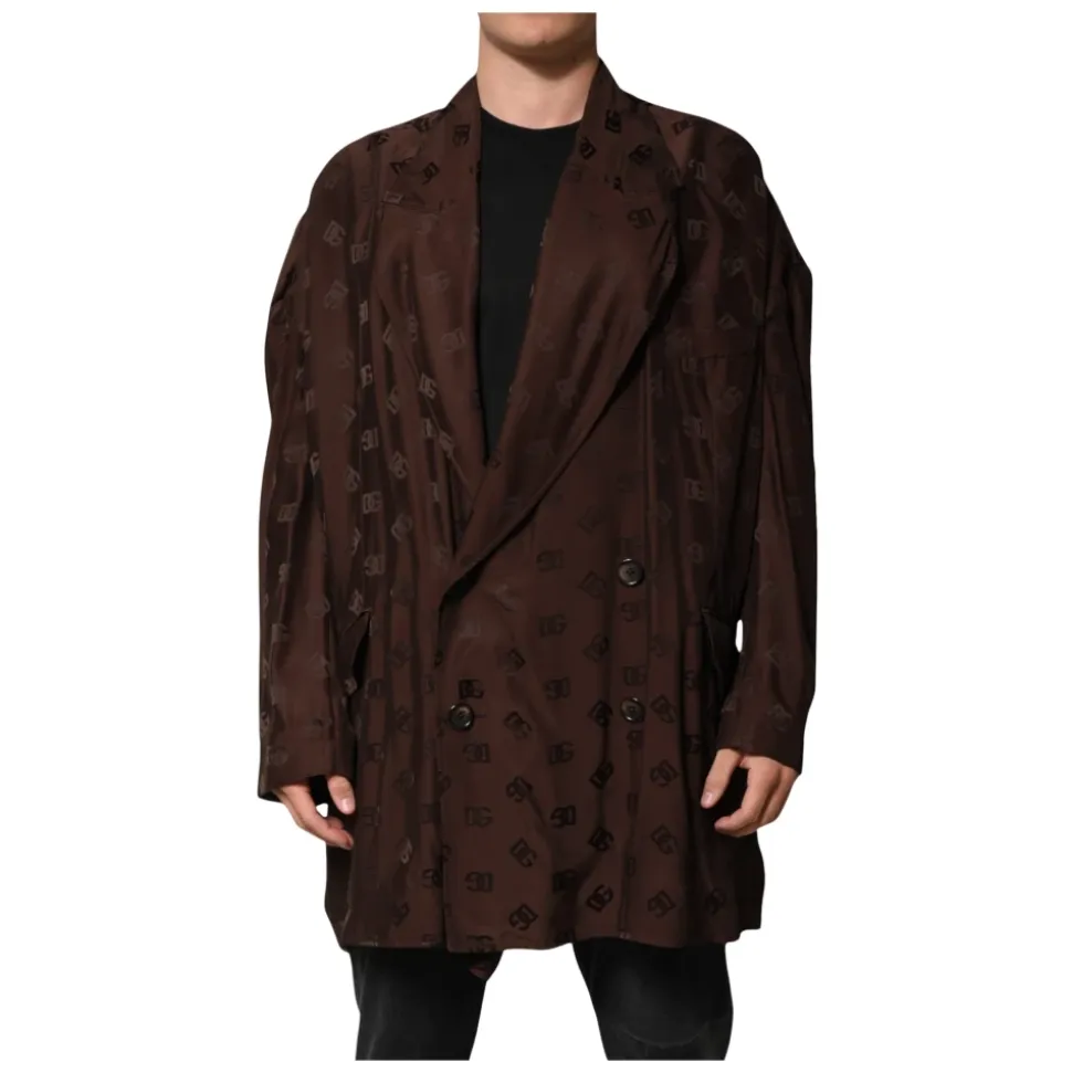 Marron Veste Manteau à Monogramme Logo