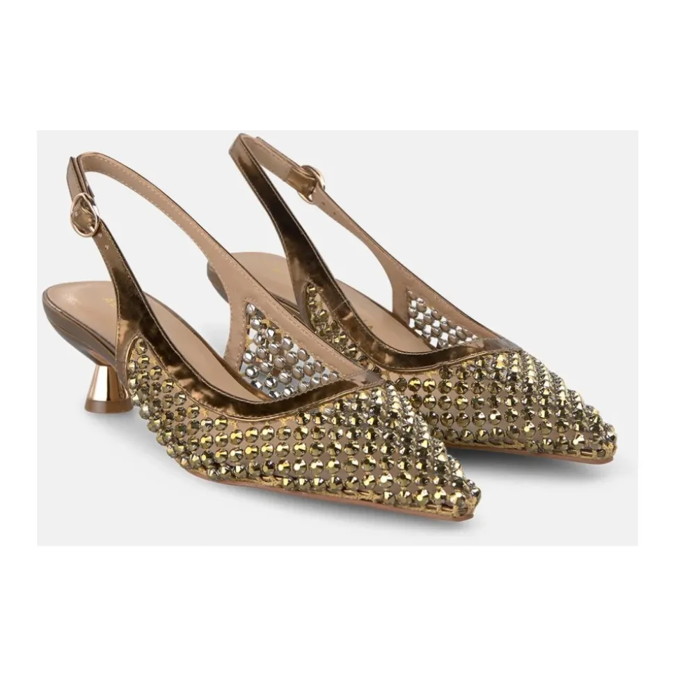 Metallic Effect Mesh Slingback Shoe