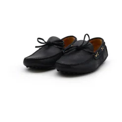 Mocassin en cuir bleu plat