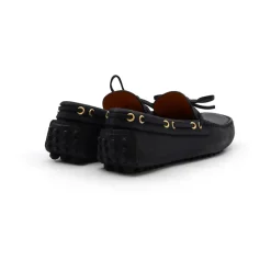 Mocassin en cuir bleu plat