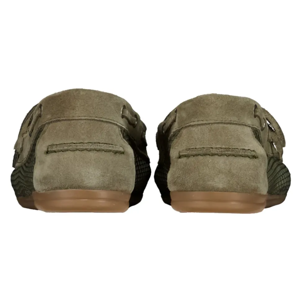 Mocassins bateau en mesh et daim