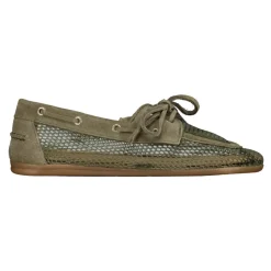 Mocassins bateau en mesh et daim