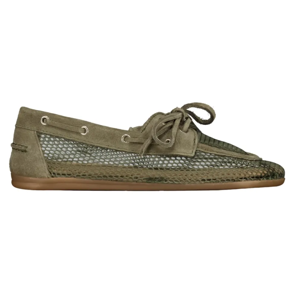 Mocassins bateau en mesh et daim
