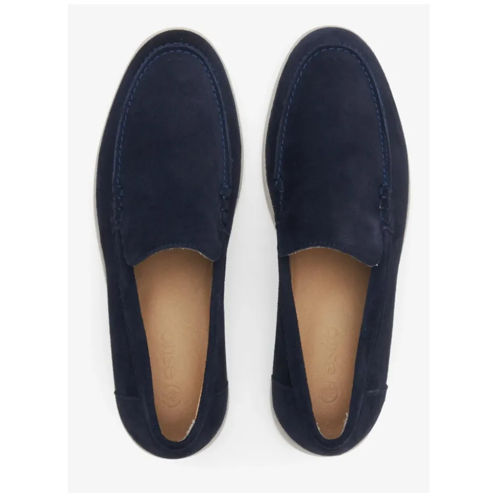 Mocassins en Velours Bleu Marine Naturel pour Femmes