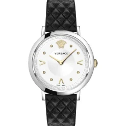 Montre Chic Femme Cuir Noir Argent