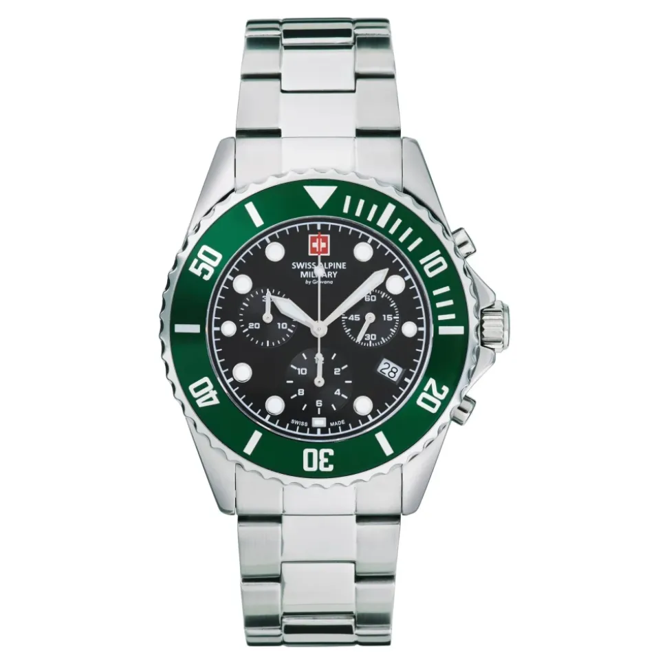 Montre pour homme 44 mm chronographe & affichage de la date bracelet en acier inoxydable