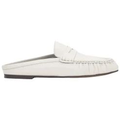 Mules plates en cuir blanc laiteux à bout fermé Estro ER00119866 pour femme